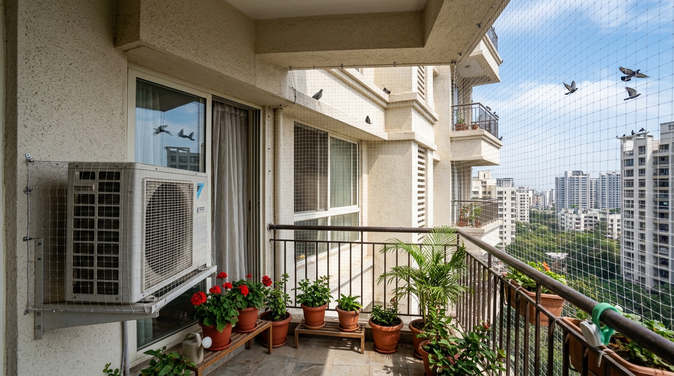 Complete Balcony Pigeon Exclusion Netting